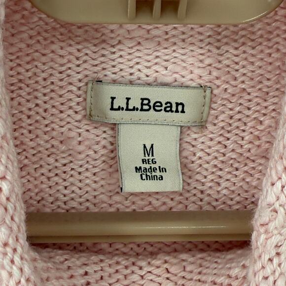LL Bean Women's Cotton Ragg Roll Neck Sweater Light Pink Size Medium New - Picture 7 of 7
